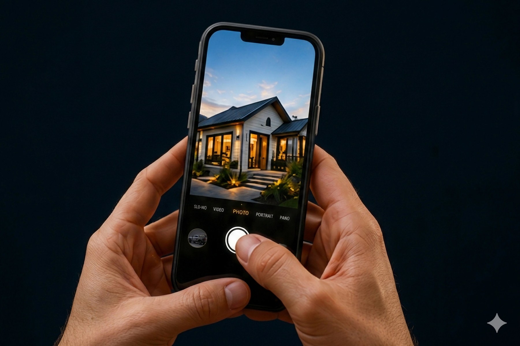 Taking a photo of a home to send on WhatsApp